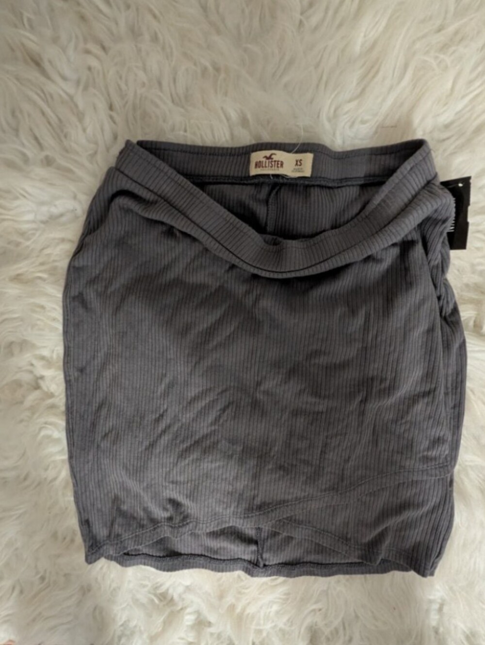 Hollister Ribbed Crewneck Top - Charcoal